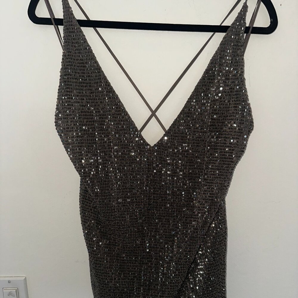 Express Sparkly Sequin Spaghetti Strap Top - image 1